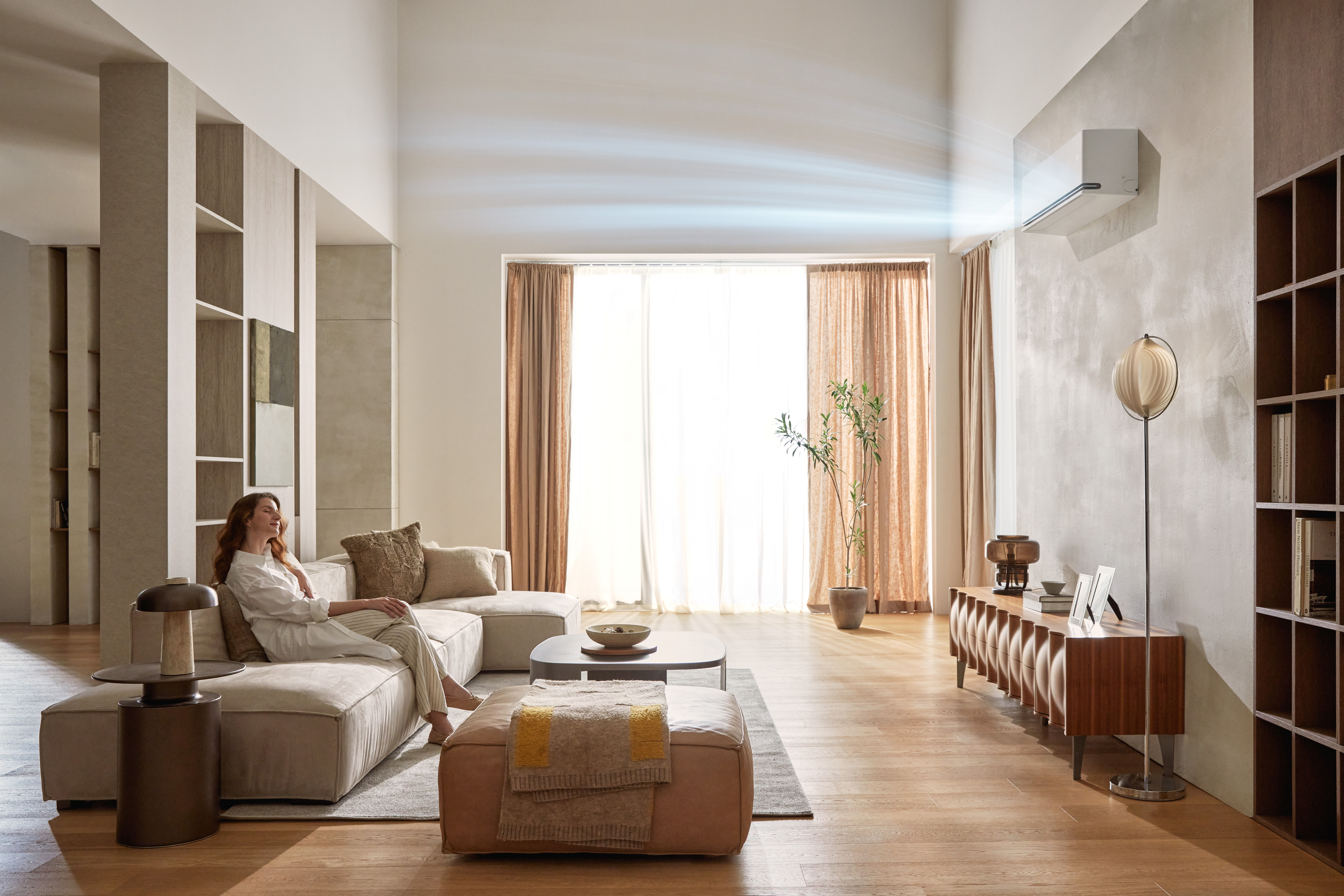 Residential Air Conditioner S3nm091l1ca 2025 White Jpg Lifestyle A05 With Wind