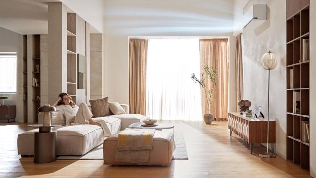 Residential Air Conditioner S3nm091l1ca 2025 White Jpg Lifestyle A07 With Wind